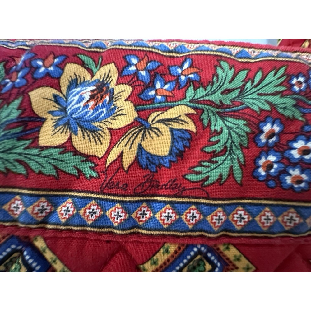 Vera Bradley Betsy Purse Tote Villa Red Pattern Retired Shoulder Bag Vintage - Picture 15 of 16